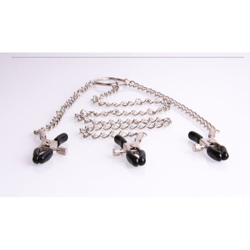 Зажимы для сосков из 3-х клипс с кольцом Clamps Trio