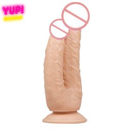 Фаллоимитатор двойной телесного цвета на присоске Double Fresh