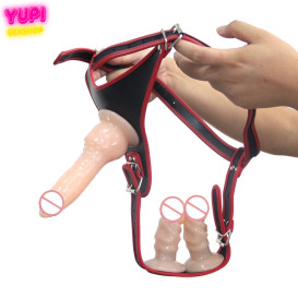 Тройной страпон с трусиками двухсторонний Ultra Passionate Harness