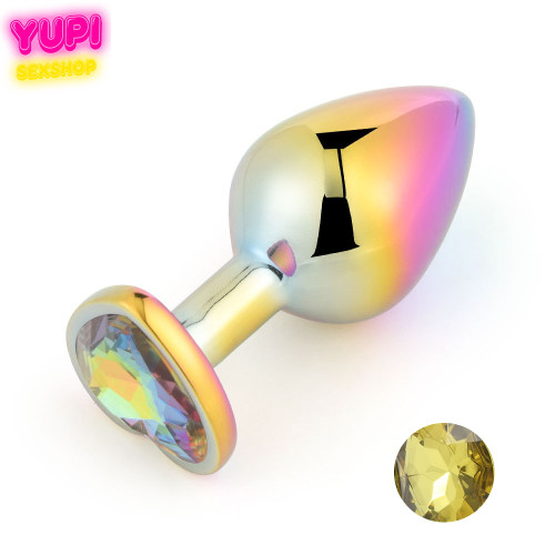 Перламутрова металева анальна пробка Heart Golden L
