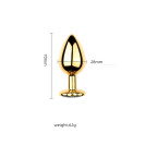 Золотистая металлическая анальная пробка Heart Dark Blue S