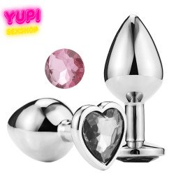Срібляста металева анальна пробка Heart Rosy L