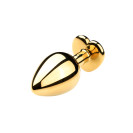 Золотистая металлическая анальная пробка Heart Dark Blue M