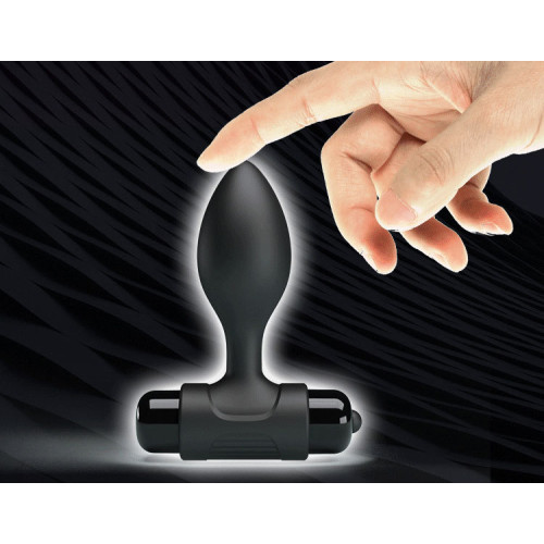 Анальная пробка силиконовая черная с вибрацией Pretty Love