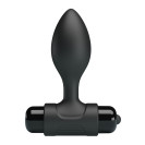 Анальная пробка силиконовая черная с вибрацией Pretty Love