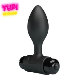 Анальная пробка силиконовая черная с вибрацией Pretty Love
