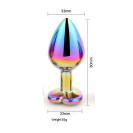 Перламутровая металлическая анальная пробка Heart Light Blue M