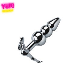 Серебристая металлическая анальная пробка Smile Plug Shaped M