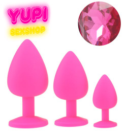 Набор розовых силиконовых анальных пробок Pink