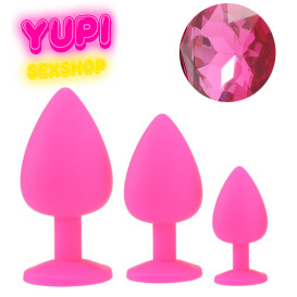 Набор розовых силиконовых анальных пробок Pink