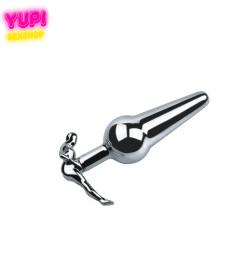 Серебристая металлическая анальная пробка Smile Plug Shaped XL