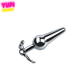 Серебристая металлическая анальная пробка Smile Plug Shaped XL