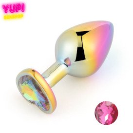 Перламутрова металева анальна пробка Heart Pink L