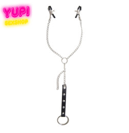 Металлические зажимы для сосков с цепочкой и кольцом Clamps Ecstasy