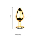 Золотистая металлическая анальная пробка Heart Light Blue M