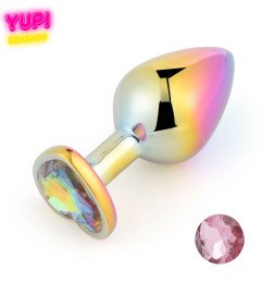 Перламутровая металлическая анальная пробка Heart Rosy L