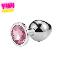 Серебристая металлическая анальная пробка Circle Rosy S