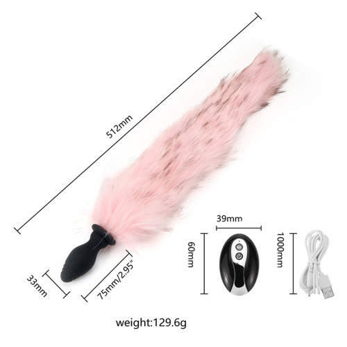 Силиконовая анальная пробка с хвостом Fox Fur Rose RCT