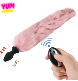 Силиконовая анальная пробка с хвостом Fox Fur Rose RCT