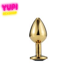 Золотистая металлическая анальная пробка Circle Red L