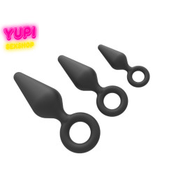 Набор силиконовых анальных пробок Relax Round Set Black