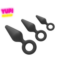 Набор силиконовых анальных пробок Relax Round Set Black