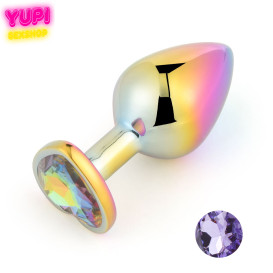Перламутрова металева анальна пробка Heart Light Purple M