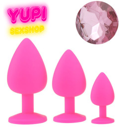 Набор розовых силиконовых анальных пробок Rosy