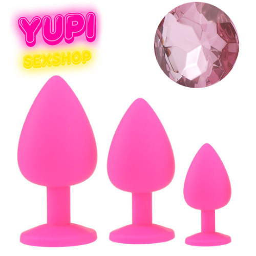 Набор розовых силиконовых анальных пробок Rosy