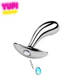 Срібляста металева анальна пробка Dew Drop Light Blue M