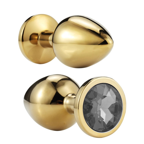 Золотистая металлическая анальная пробка Circle Pink L