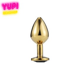 Золотистая металлическая анальная пробка Circle Pink L