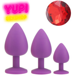 Набор сиреневых силиконовых анальных пробок Red