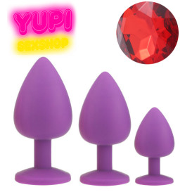 Набор сиреневых силиконовых анальных пробок Red