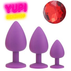 Набор сиреневых силиконовых анальных пробок Red