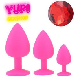 Набор розовых силиконовых анальных пробок Red