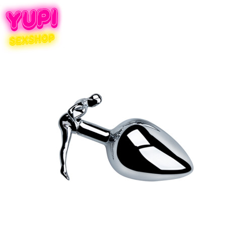 Серебристая металлическая анальная пробка Smile Plug S