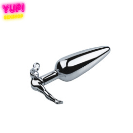 Серебристая металлическая анальная пробка Smile Plug Shaped L