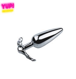 Серебристая металлическая анальная пробка Smile Plug Shaped L