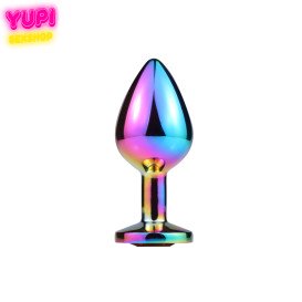 Перламутровая металлическая анальная пробка Circle Light Purple M