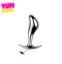 Срібляста металева анальна пробка Rain Drop Red S