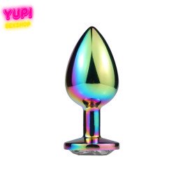 Перламутровая металлическая анальная пробка Circle Light Purple L