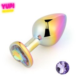 Перламутрова металева анальна пробка Heart Light Purple L