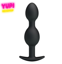 Силиконовая анальная пробка черная с 2-мя шариками Smooth Black