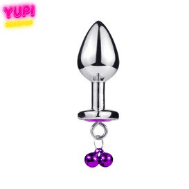 Металлическая анальная пробка Bell Heart Purple M