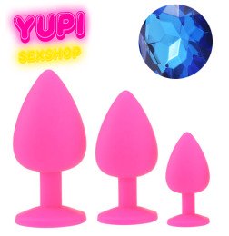 Набор розовых силиконовых анальных пробок Dark Blue