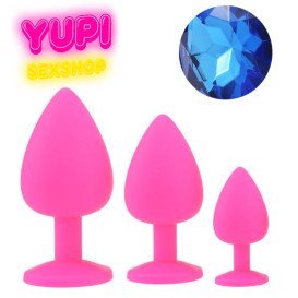 Набор розовых силиконовых анальных пробок Dark Blue