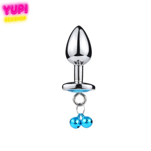 Металева анальна пробка Bell Heart Light Blue S