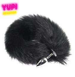 Металлическая анальная пробка с лисьим хвостом Fox Black