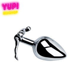 Серебристая металлическая анальная пробка Smile Plug M